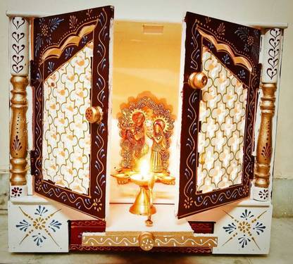 Bhagwati Mandir Wooden Temple for Home Pooja, Arti Temple for Home and Office Solid Wood Home Temple