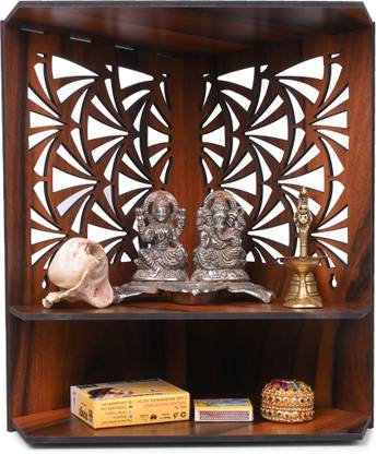 Gojeeva Premium Unique Carved Pattern Devghar, Set-Top Box Stand Wooden Mandir Temple Engineered Wood Home Temple