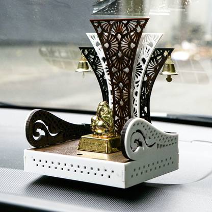 LAVNIK Car Dashboard for Temple Wooden Mandir Car Showpiece Dev mandir God Singhasan Acrylic, Engineered Wood Home Temple
