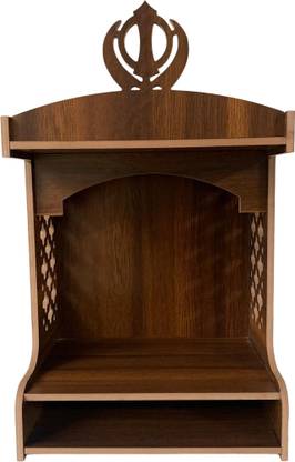 LCWDECOR Beautiful Sikh Khanda Jali Temple, Wooden Wall Mount Khanda Temple Engineered Wood Home Temple