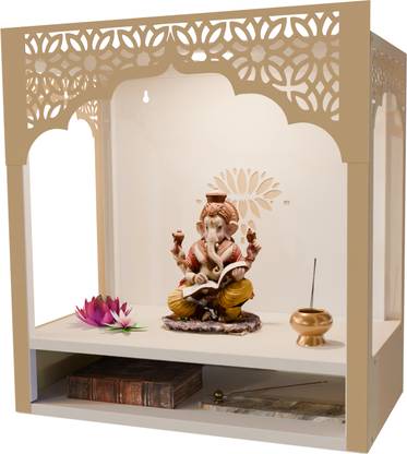 Nived Nandini Metal Pooja Mandir, Spotlight, Extra Storage, 19x18x10in, Wall-Mountable Metal Home Temple