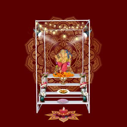 CONEX Conex Ganpati and Gauri Mandap Stand (Only Stand,Accessories not included) Metal Home Temple