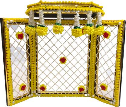 Dev Samagri Lord Krishna Wooden Phool Bangla Vrindavan Style ( Large) Jhula