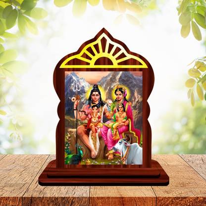 GiftsRange Shiva Family Shiv Parivar Temple Mini Engineered Wood Home Temple