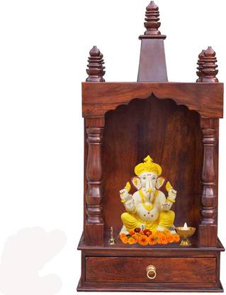 FURNISQUARE Wooden Temple for Home Pooja | God Home Temple Wooden | Temple With Storage Solid Wood Home Temple