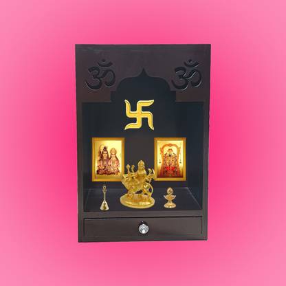 TC MODULAR "Traditional Indian Home Temple - Wooden Pooja Mandir" Engineered Wood Home Temple
