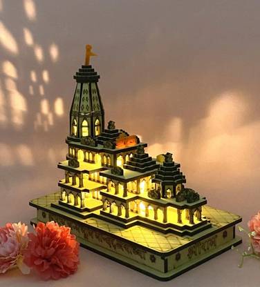 N B CREATION Ram Mandir ayodhya model Solid Wood Home Temple