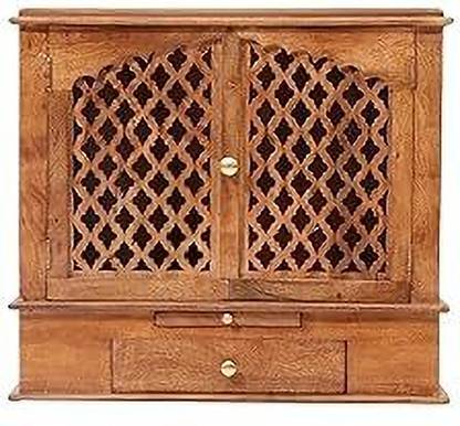 ANJALWOOD Simple Jali Temple Wooden Solid Wood Home Temple