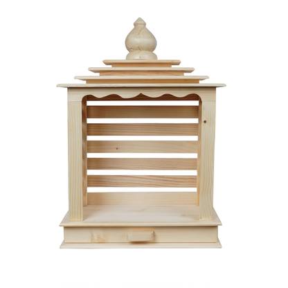 Epraiser SIZE MEDIUM 10x15x5.5 Inches Beautiful Handcrafted Decorative Mandir/Temple Solid Wood Home Temple