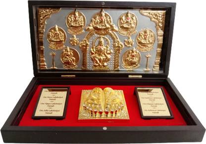 BRASS BLESSING Gold Plated Lord SHRI ASHTALAKSHMI Pocket Temple– LAKSHMI (1762) Metal Home Temple