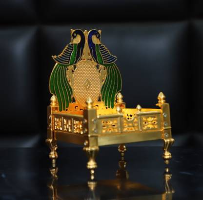 Chhariya Crafts Metal Krishna Sihasan, Laddu Gopal Singhasan For Home And Offices Mandir Decorative Showpiece  -  17 cm
