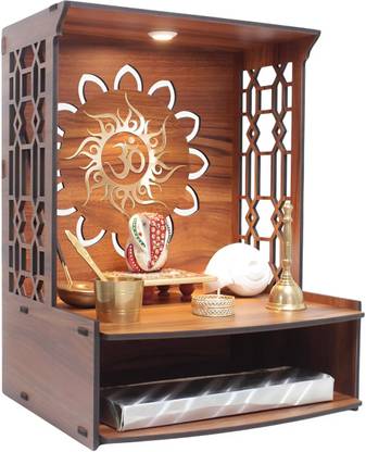 KITCHELLENCE Engineered Wooden Temple Handcrafted Design Pooja Mandir for Home & Office Engineered Wood Home Temple