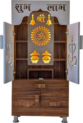 Old Wolf Furniture Modern Temple With Decorative LED Light Engineered Wood Home Temple
