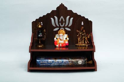 STASTORE ART Wooden Wall Mounted Hanging Puja Mandir for Home Wall Office &Shop Engineered Wood Home Temple