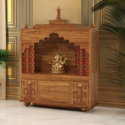 Shagun Arts Solid Sheesham Wood Temple With CNC Cutting Design For Home/ Office/ Workshop || Solid Wood Home Temple