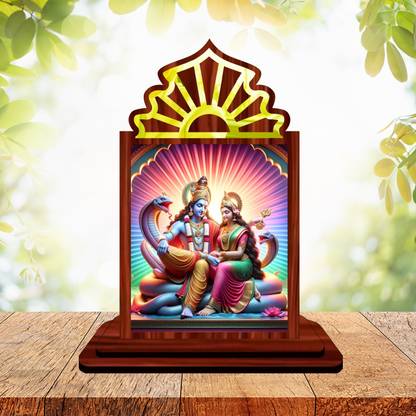 GiftsRange Lakshmi Narayan Vishnu Lakshmi Temple Mini Engineered Wood Home Temple