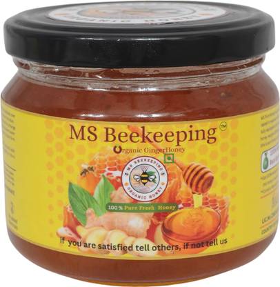 MS Beekeeping MS Organic Ginger Honey Pure Natural Honey with Rich Ginger Flavor -Pack of 1