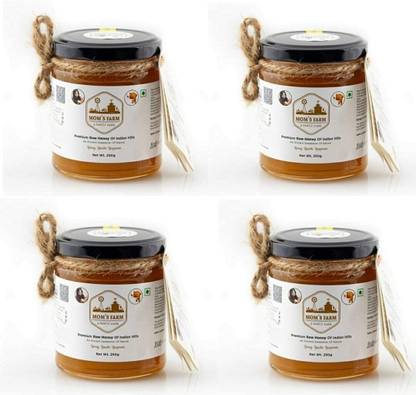 mom's farm Premium Raw Honey of Indian Hills, An Ancient Sweetener of Nature (4 x 450 g)