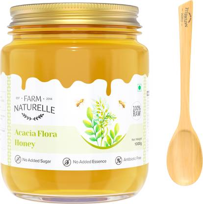 Farm Naturelle Virgin 100% Pure Raw Natural Unprocessed Acacia Jungle/Forest Flowers Honey- 1 KG Glass Bottle
