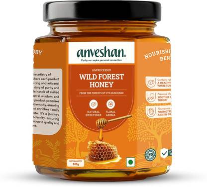 Anveshan Wild Forest Honey | 500gm | Glass Jar | Unprocessed | NMR tested
