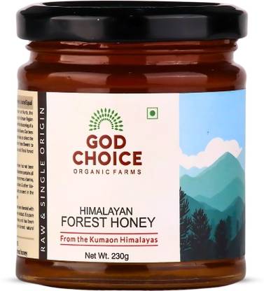 God Choice Organic Farms Pure Honey 230 GM (Himalayan Forest) | Raw & Unpasteurized Organic Honey