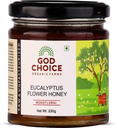 God Choice Organic Farms Pure Honey 230 GM (Eucalyptus Flower) | Raw & Unpasteurized Organic Honey