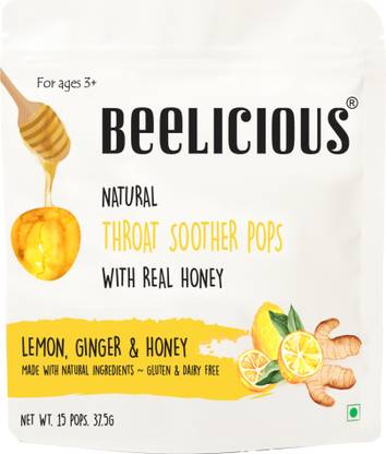 Beelicious Throat Soother Pops | Made With Lemon, Ginger & Honey | 15 Pops Each