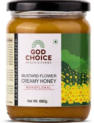 God Choice Organic Farms Pure Honey 680 GM (Mustard Flower) | Raw & Unpasteurized Organic Honey