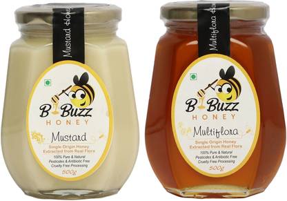 bbuzz Mustard Honey and Multi-Flora Honey 1000g (500g x 2)