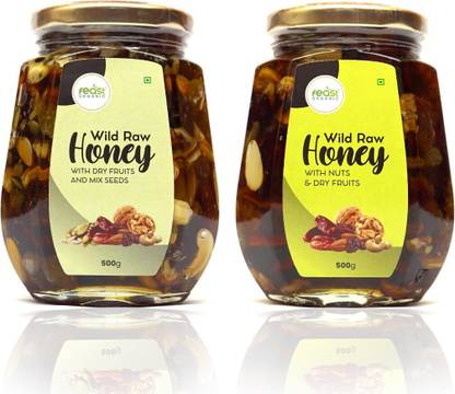 Feast Organic Wild Honey with Dry Fruits & Mix Seeds & With Mixed Nuts Combo | Pure & Natural