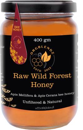 ORGBLENDZ Raw Organic Wild Forest Honey, Unprocessed, Unheated, Non Pasteurized, Pure