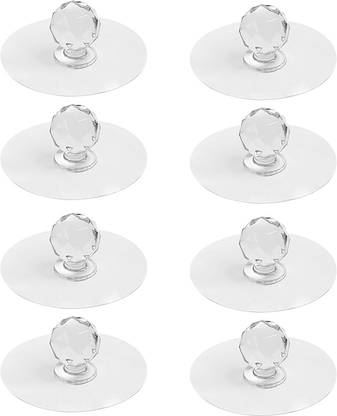 Shalvi 8 PCS Cabinet Drawer Pull Knobs - Self Adhesive Clear Acrylic Crystal Shape Hook 8