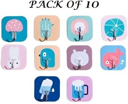 QinPin Adhesive Printed Design Plastic Hooks for Hanging Clothes, accessories Hook 1