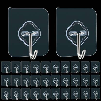 CoreValues Pack of 10 Plastic wall Hook Sticker for Hanging Kitchen/Bathroom accessories Hook 10