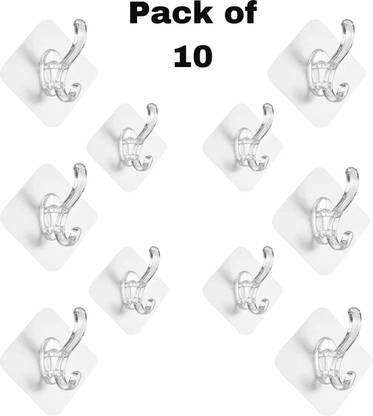 Shalvi Self Adhesive Sticker Hanger Plastic Wall Hanging Hook Without Drilling Hook 10