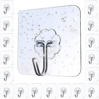 Lakshya Set of 20 Wall Hooks Heavy Hooks for Hanging 10KG (Max) Magic Stickers Hooks Hook 20