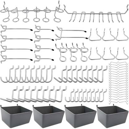 Ofifo 80Pcs Assortment Pegboard Hooks & Boxes Set Hanger Hooks for Pegboard Metal Hang Hook 80