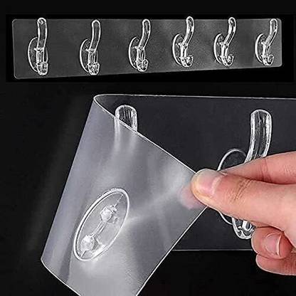 BAWALY Magic Stickers Hooks Transparent Adhesive Hooks for Hanging Keys Coats Hats Bags Hook 6