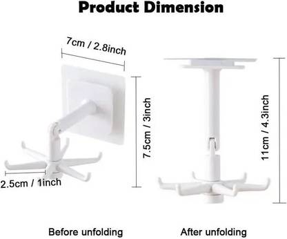 SJK Wall mounting Self Adhesive 360 Degree Rotating Hook for Hanging(Pack of 2) Accessories Organizer