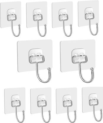 QXORE Self Adhesive Wall Hooks Multipurpose No Drilling Home Storage Hook Hook 10