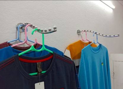 Q1 Beads 12 Ball pin Hooks Wall Drope Hanger/Shop/Showroom Display Hook Rail bar for Clothes/Kitchen/Mobile Pack of 2 -Heavy Duty Wall Mount with Hardware Fittings Hook Rail 12