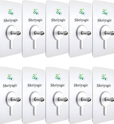 Shriyagic Transparent Self Adhesive Waterproof Wall Hooks For Bathroom and Kitchen Hook 10