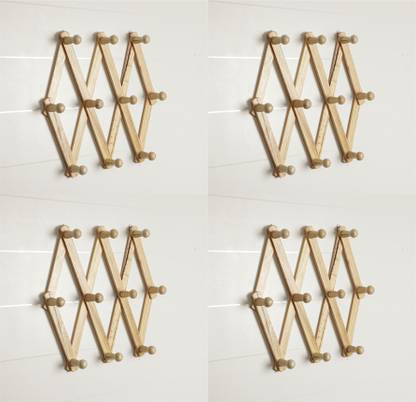 HusNain Wooden Expandable Peg Rack | Wall Hanger | Wall Hooks | Door Hanger (Set of 4) Hook 10