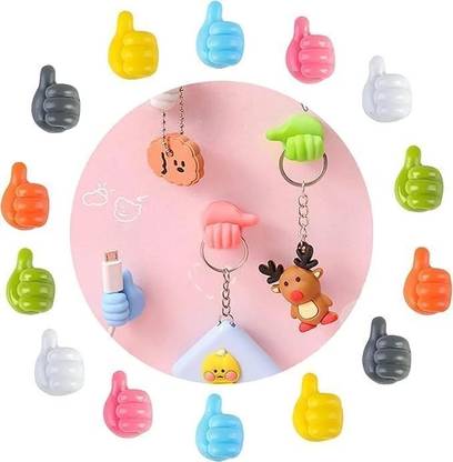 PGADHIYA Thumb Wall Hook, Cable Organizer Clips Key Hanger, Desk Wire Management Holder Hook 10