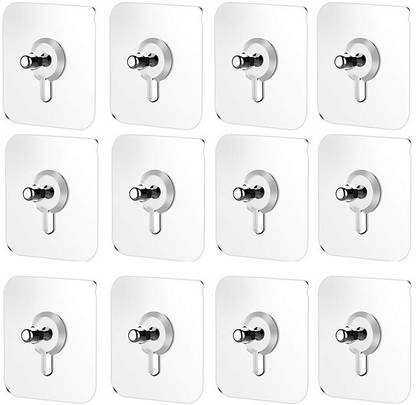 QXORE Wall Hooks for Photo Frames, Self Adhesive Nails Wall Mount Screw Sticker Hook 12