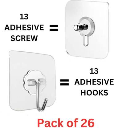 Chucklecart Hooks For Wall Without Drilling - Wall Hook For Hanging Strong - Mix Hooks Screw Hook 26