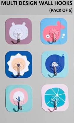 QinPin Self Adhesive Designer Wall hooks for Hanging Clothes, Wall clock, frames Hook 1