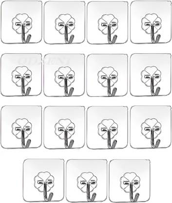 IBIXI 50 Pcs PVC Heavy Duty Self Adhesive Stainless Hooks, Transparent Waterproof Hook 15