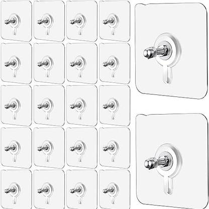 QXORE Screw Hooks for Wall Heavy Duty self Adhesive ,Wall hanging Kitchen 20 Pack Hook 20