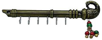 Indeed Flute with Peacock Shaped Key Stand Brass Key Holder (6 Hooks) Hook 6